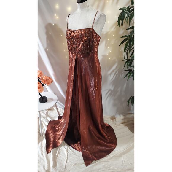 Vtg Morgan and Co Split Empire Waist Gown Dress 22 Fairy Grunge Whimsigoth Prom - Picture 2 of 14